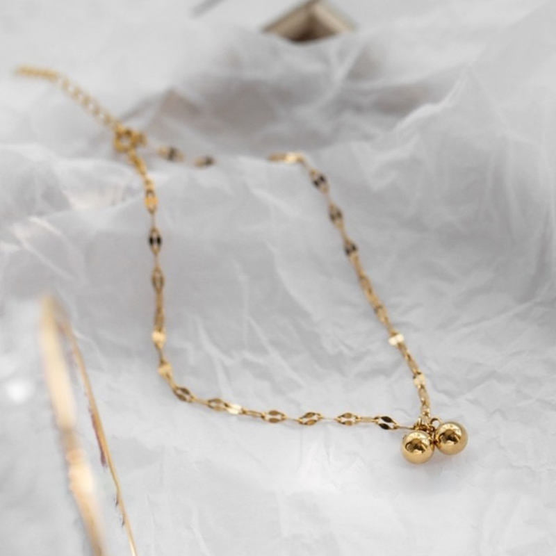 Ball Charm Gold Plated Anklet Stainless Steel