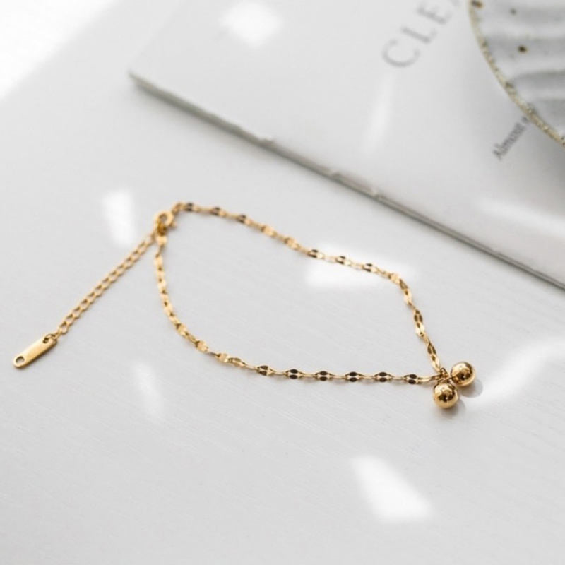 Ball Charm Gold Plated Anklet Stainless Steel
