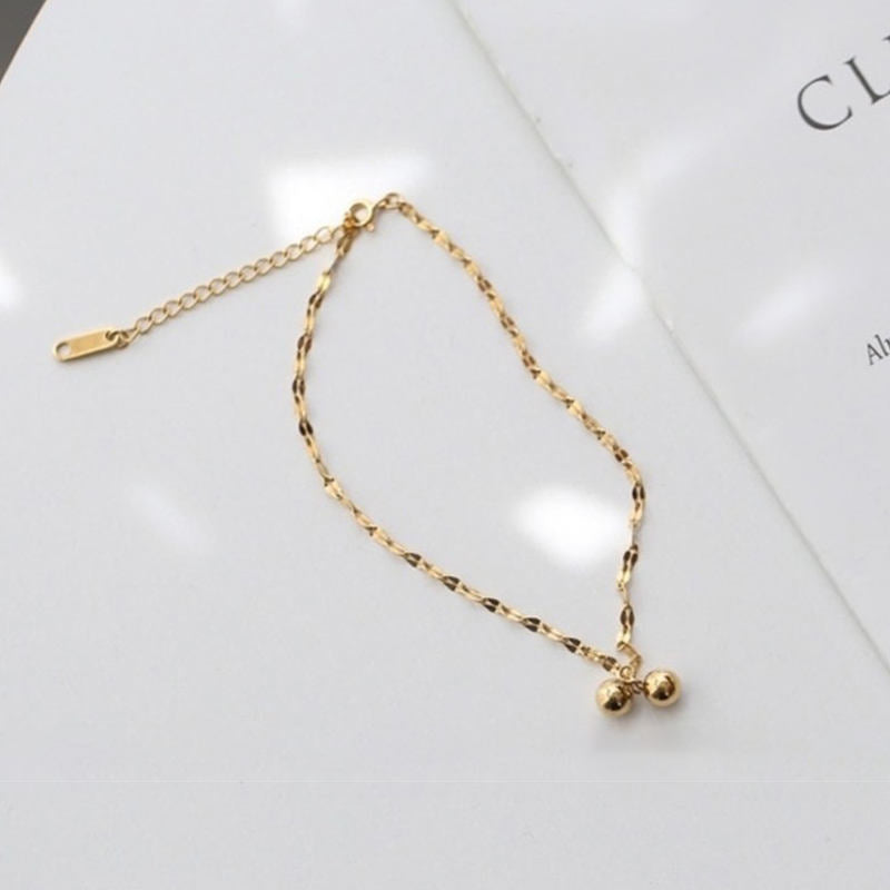 Ball Charm Gold Plated Anklet Stainless Steel