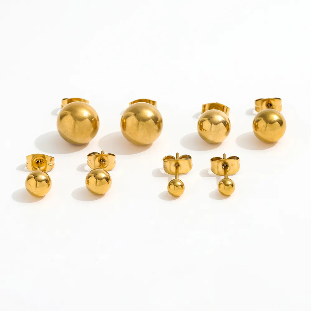Ball Stud Earrings 18K Gold Plated