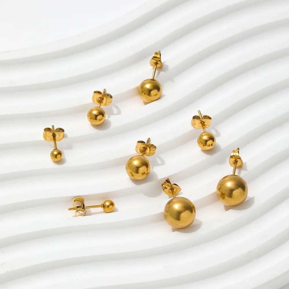 Ball Stud Earrings 18K Gold Plated