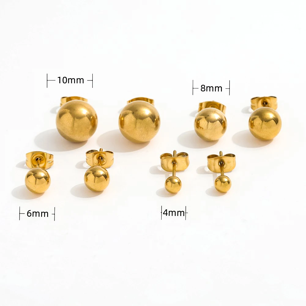 Ball Stud Earrings 18K Gold Plated