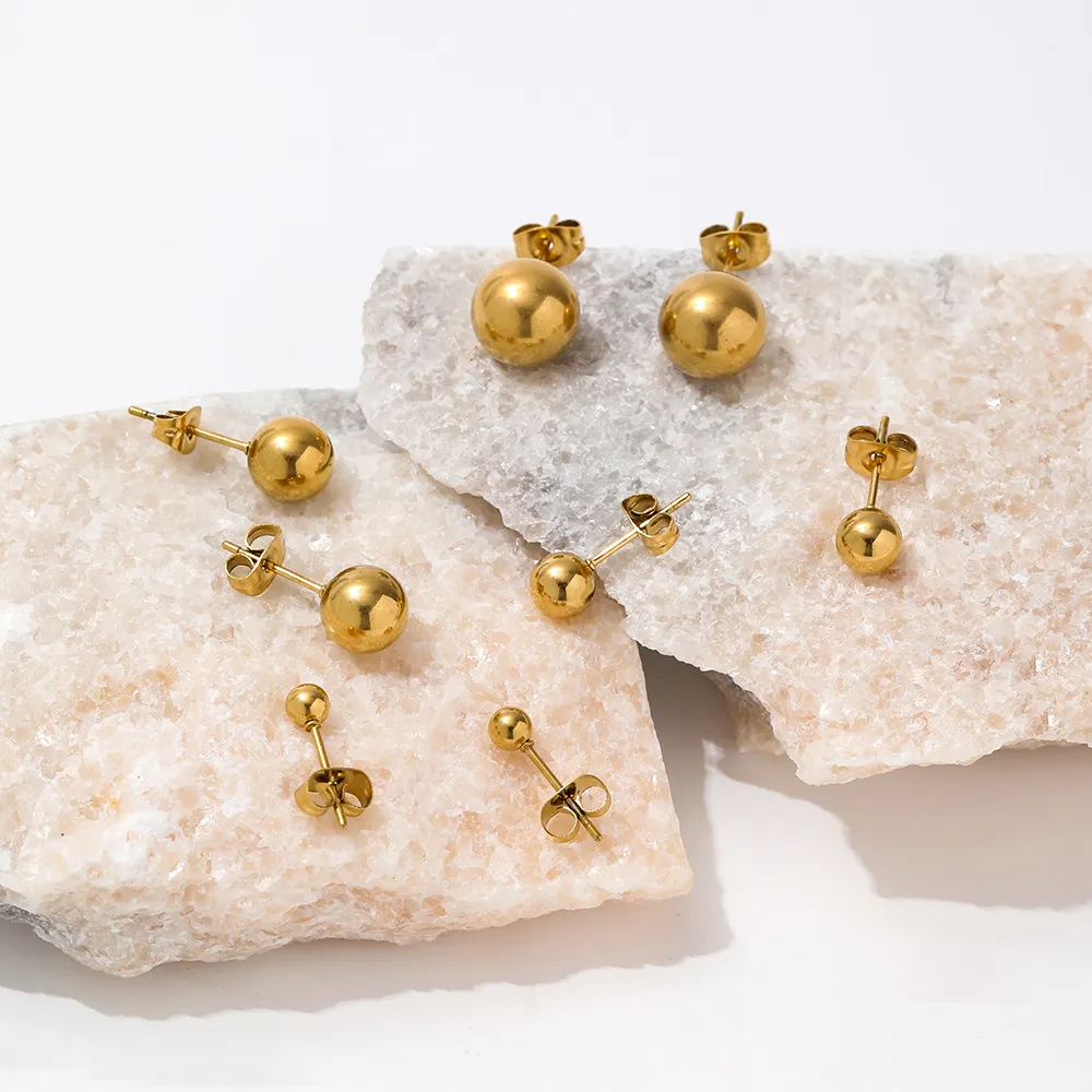 Ball Stud Earrings 18K Gold Plated