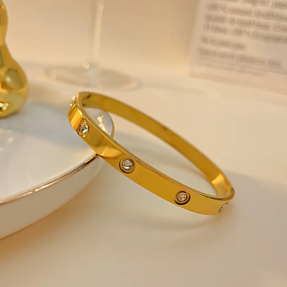 Bangle Bracelet CZ 18K Gold Plated
