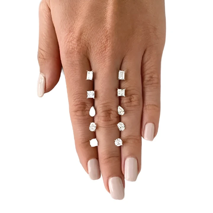Basic Geometric Zirconia Stud Earrings 925 Sterling Silver