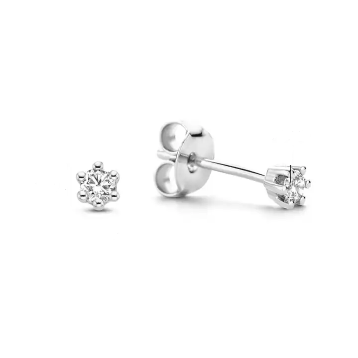Basic Geometric Zirconia Stud Earrings 925 Sterling Silver