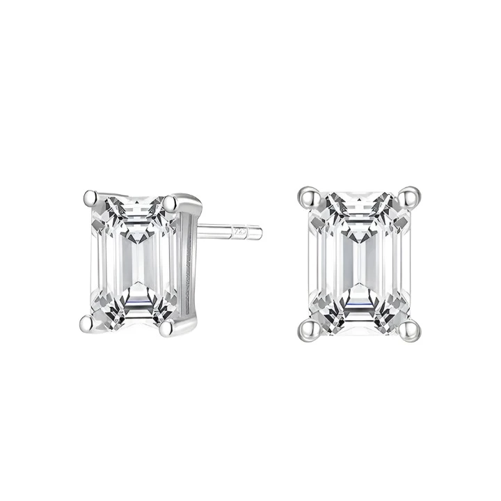 Basic Geometric Zirconia Stud Earrings 925 Sterling Silver