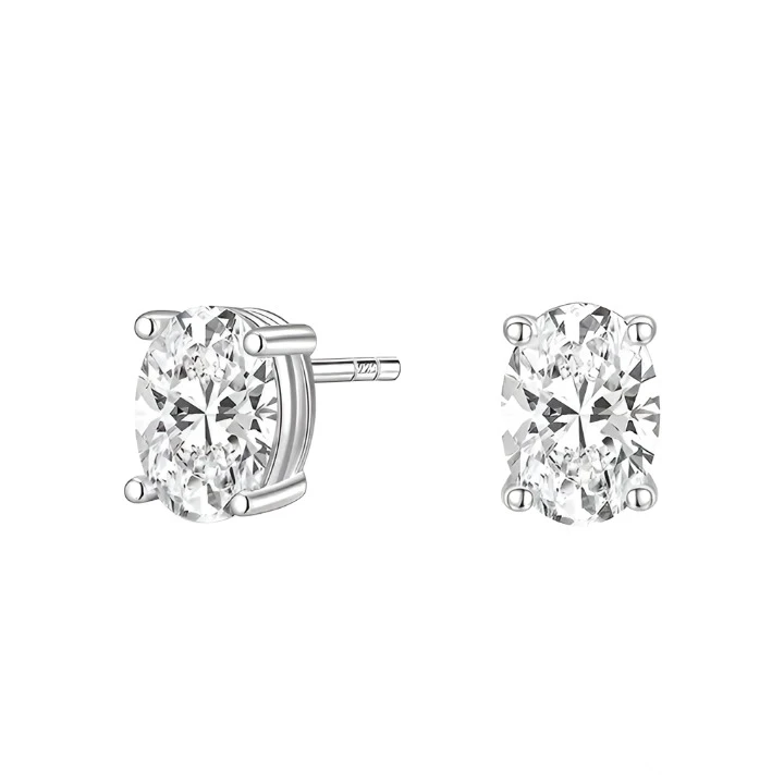 Basic Geometric Zirconia Stud Earrings 925 Sterling Silver