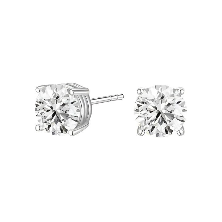 Basic Geometric Zirconia Stud Earrings 925 Sterling Silver