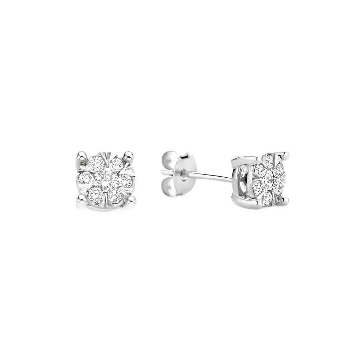 Basic Geometric Zirconia Stud Earrings 925 Sterling Silver