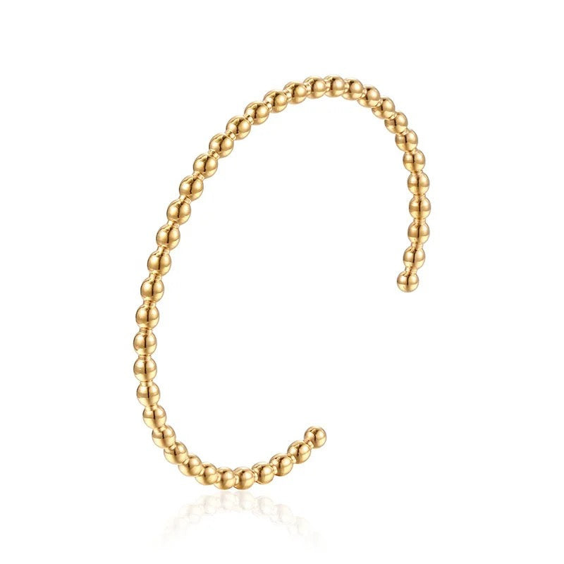 Bead Adjustable Cuff Bangle Bracelet 18K Gold Plated