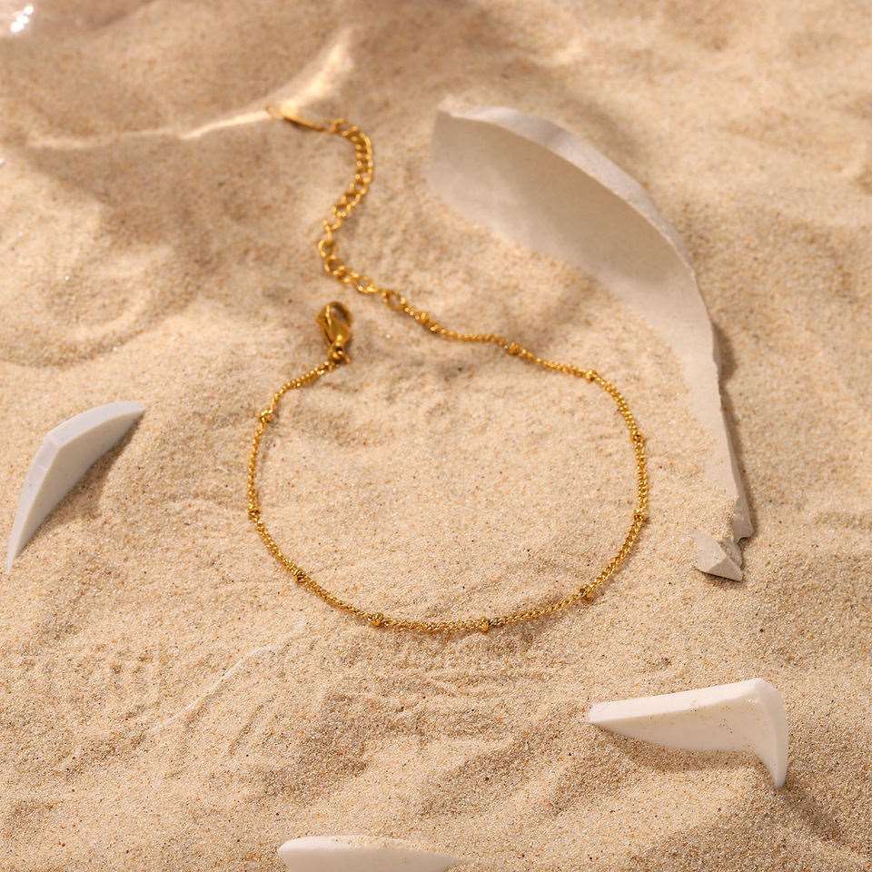 Bead Chain Anklet 18K Gold Plated