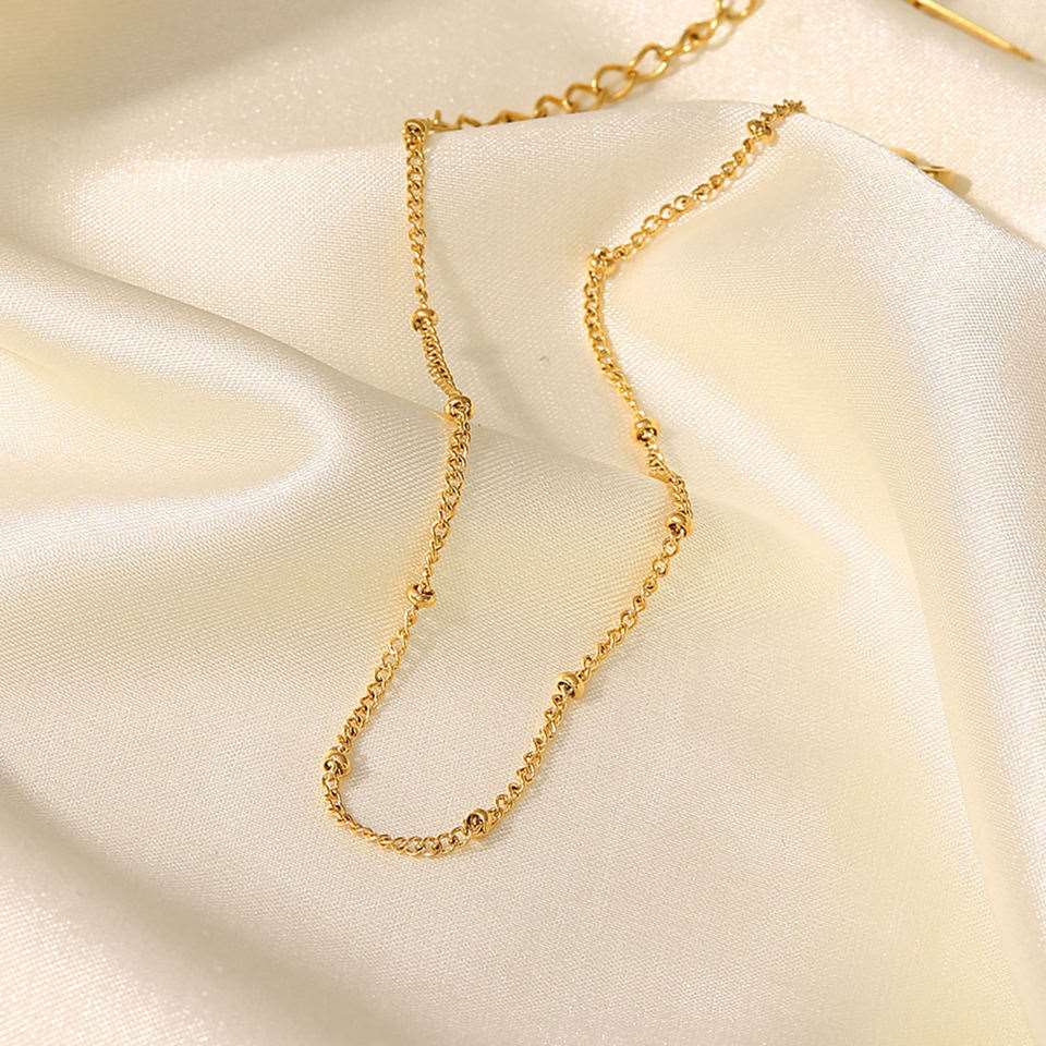 Bead Chain Anklet 18K Gold Plated
