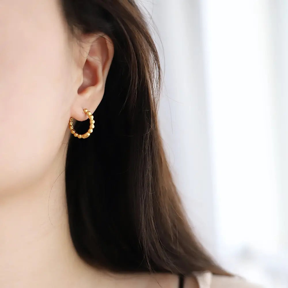 Bead Hoop Earrings | 18K Gold Plated