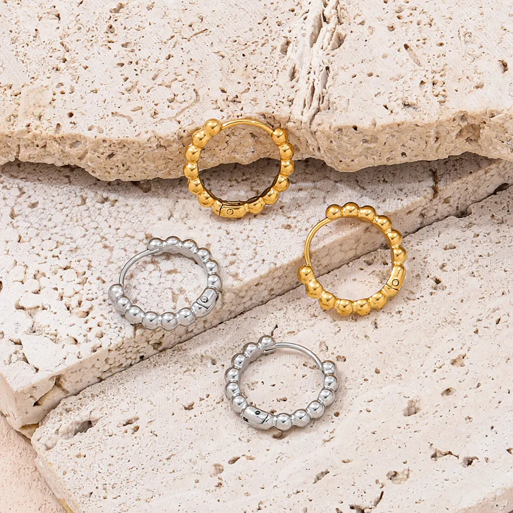 Bead Hoop Earrings | 18K Gold Plated
