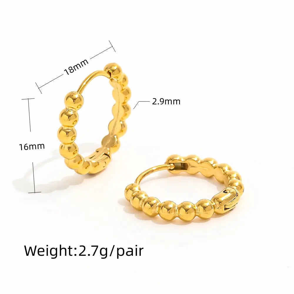 Bead Hoop Earrings | 18K Gold Plated