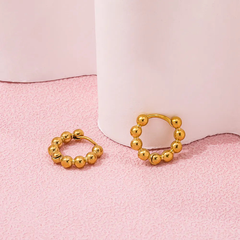 Bead Huggie Earrings | 18K Gold Plated