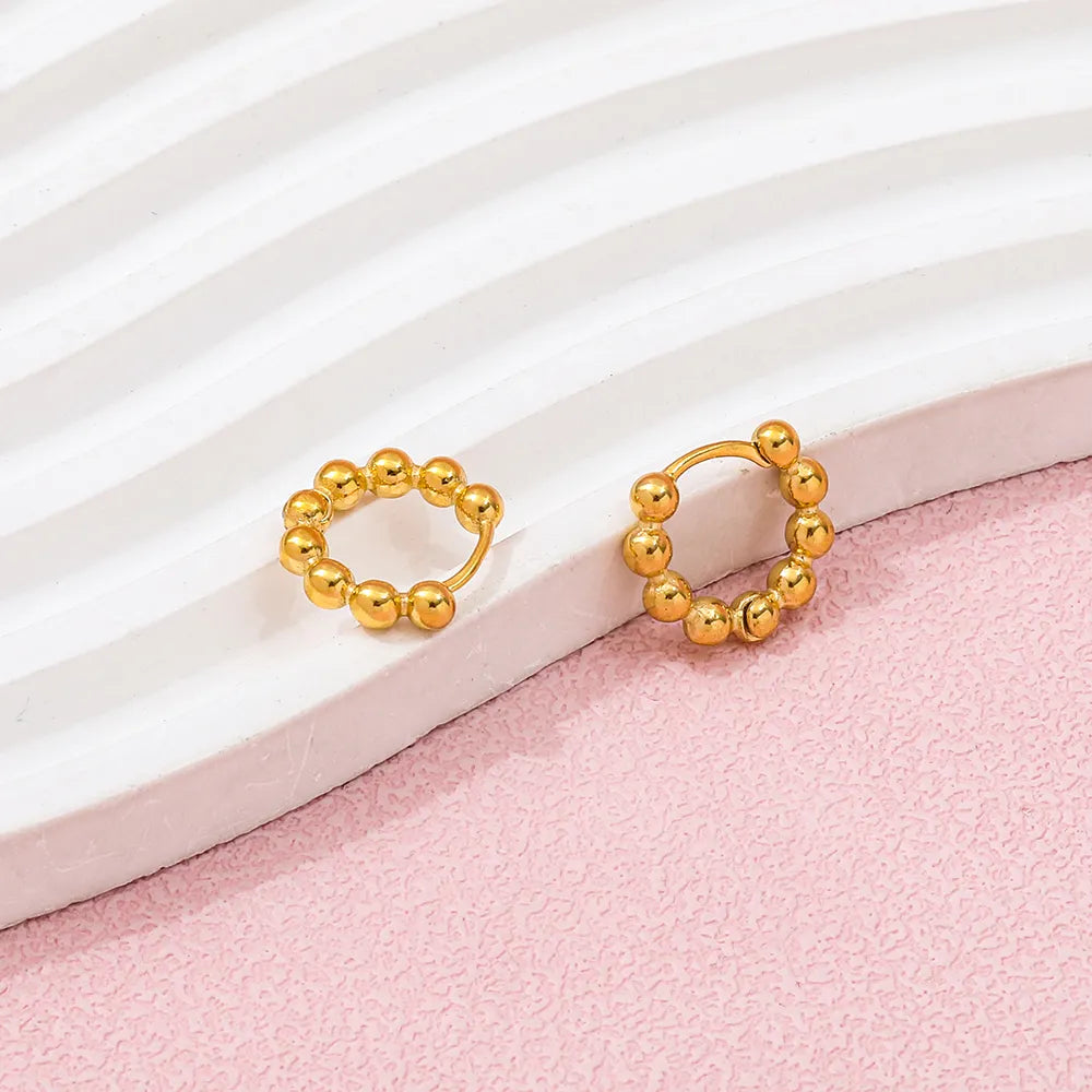 Bead Huggie Earrings | 18K Gold Plated