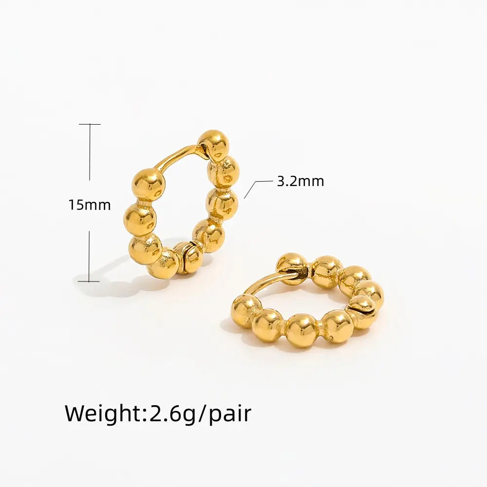 Bead Huggie Earrings | 18K Gold Plated