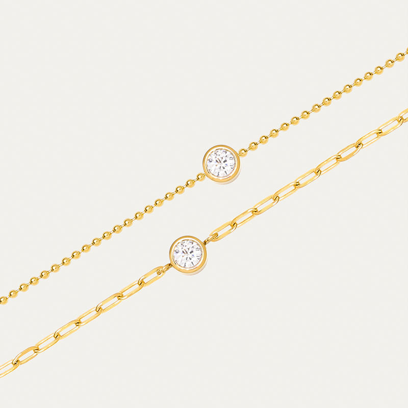 Bead and Paper Clip 18K Gold Plated Chain Bracelet