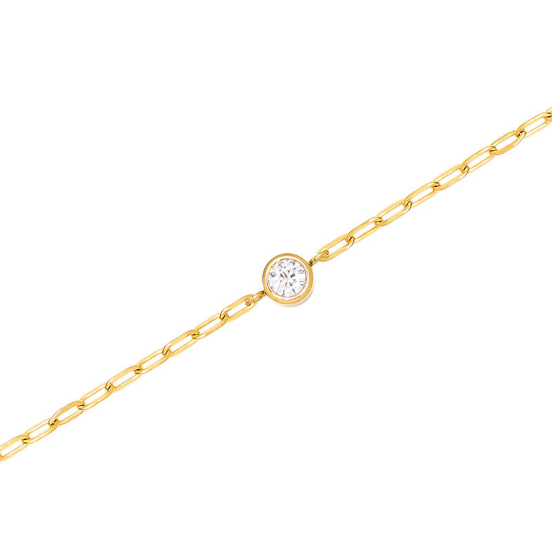 Bead and Paper Clip 18K Gold Plated Chain Bracelet