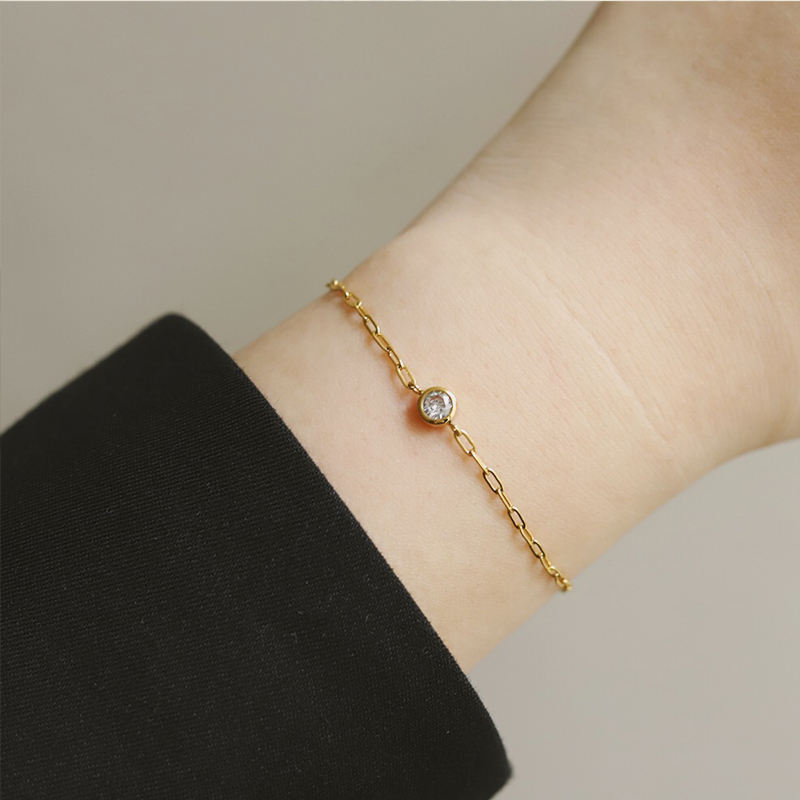 Bead and Paper Clip 18K Gold Plated Chain Bracelet