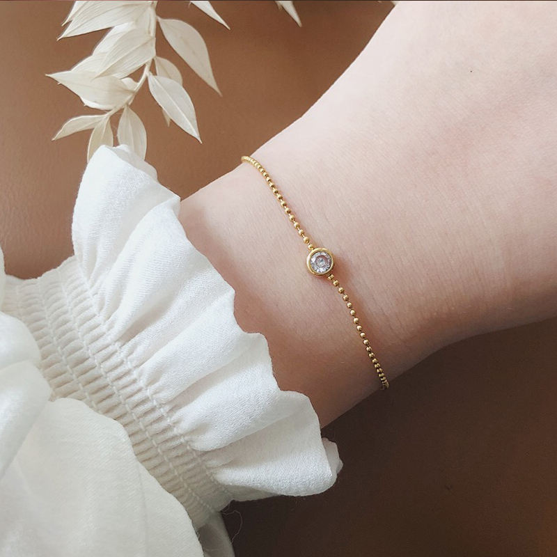 Bead and Paper Clip 18K Gold Plated Chain Bracelet