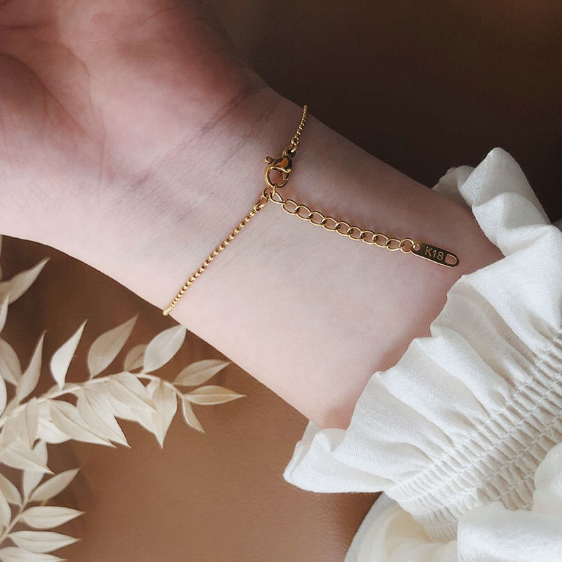 Bead and Paper Clip 18K Gold Plated Chain Bracelet