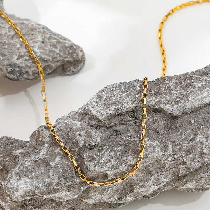 Box Chain Necklace | 18K Gold Plated