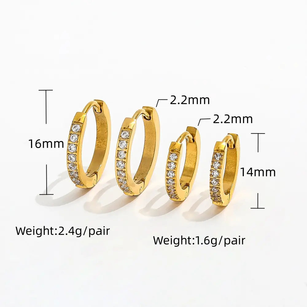 CZ Half Pave Huggie Earrings | 18K Gold Plated