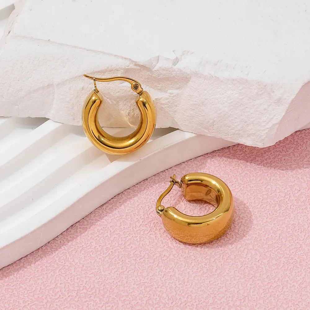 Chunky Hoop Earrings | 18K Gold Plated