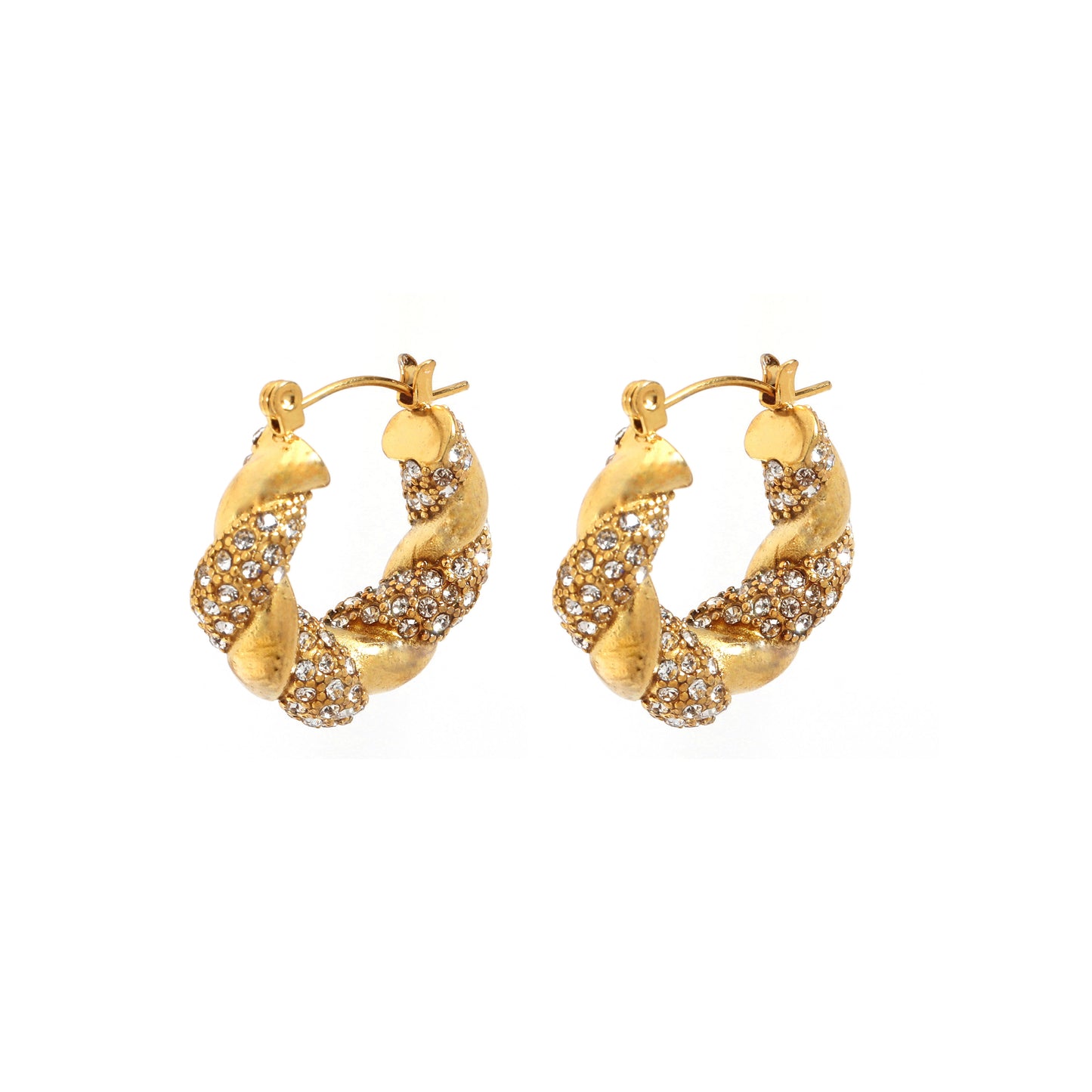 Chunky Twisted CZ Hoop Earrings