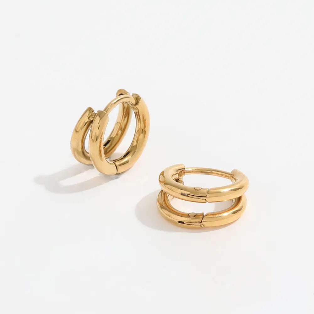 Double-layer Simple Hoop Earrings | 18K Gold Plated