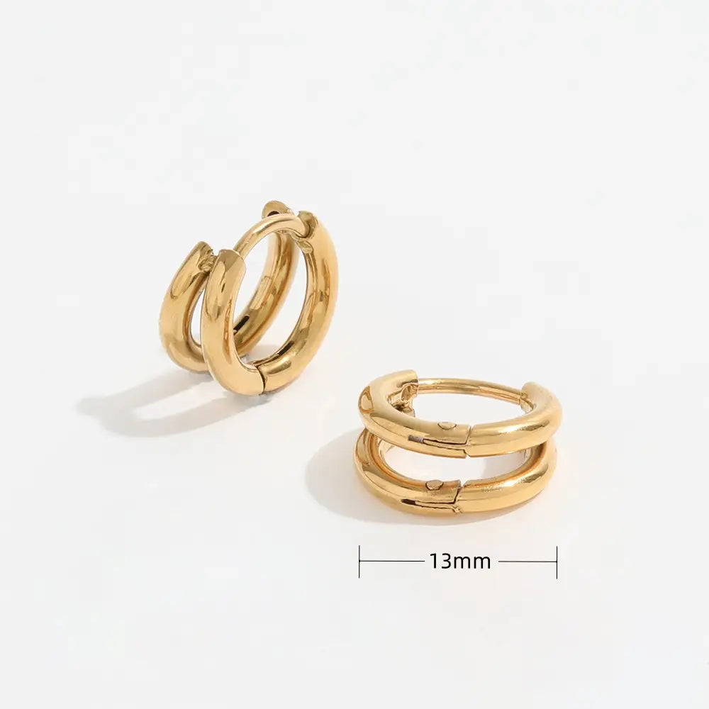Double-layer Simple Hoop Earrings | 18K Gold Plated