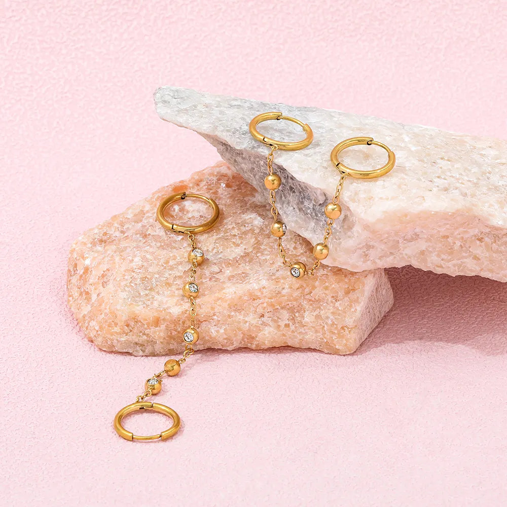 Double Hoop Chain Earrings | 18K Gold Plated