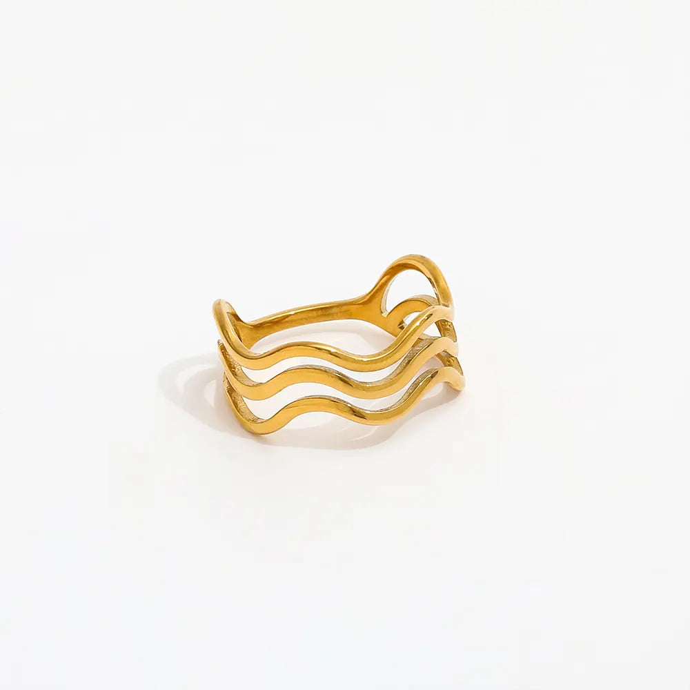 Layered Waved Lines Ring | 18K Gold Plated