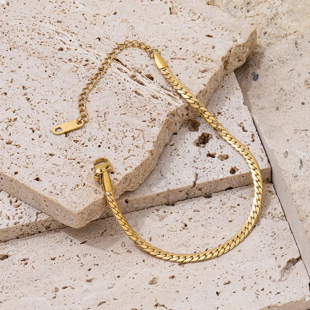 Herringbone 18K Gold Plated Chain Bracelet