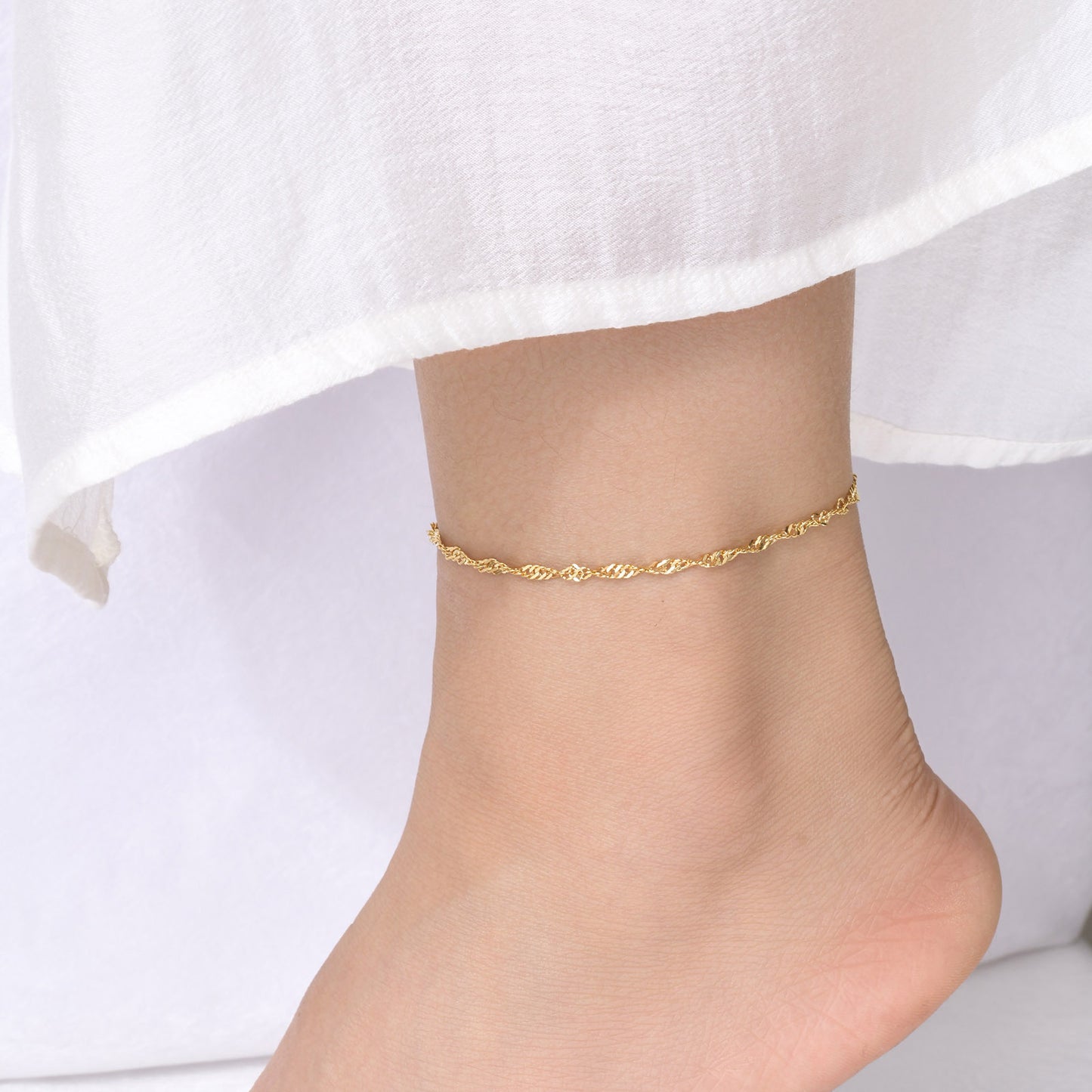 Curly Chain Anklet | 18K Gold Plated