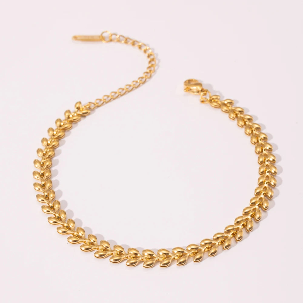 Leaf Style Necklace and Bracelet | 18K Gold Plated