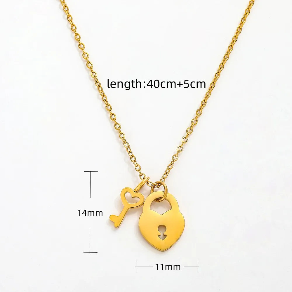 Heart Lock 18K Gold Plated Pendant Necklace