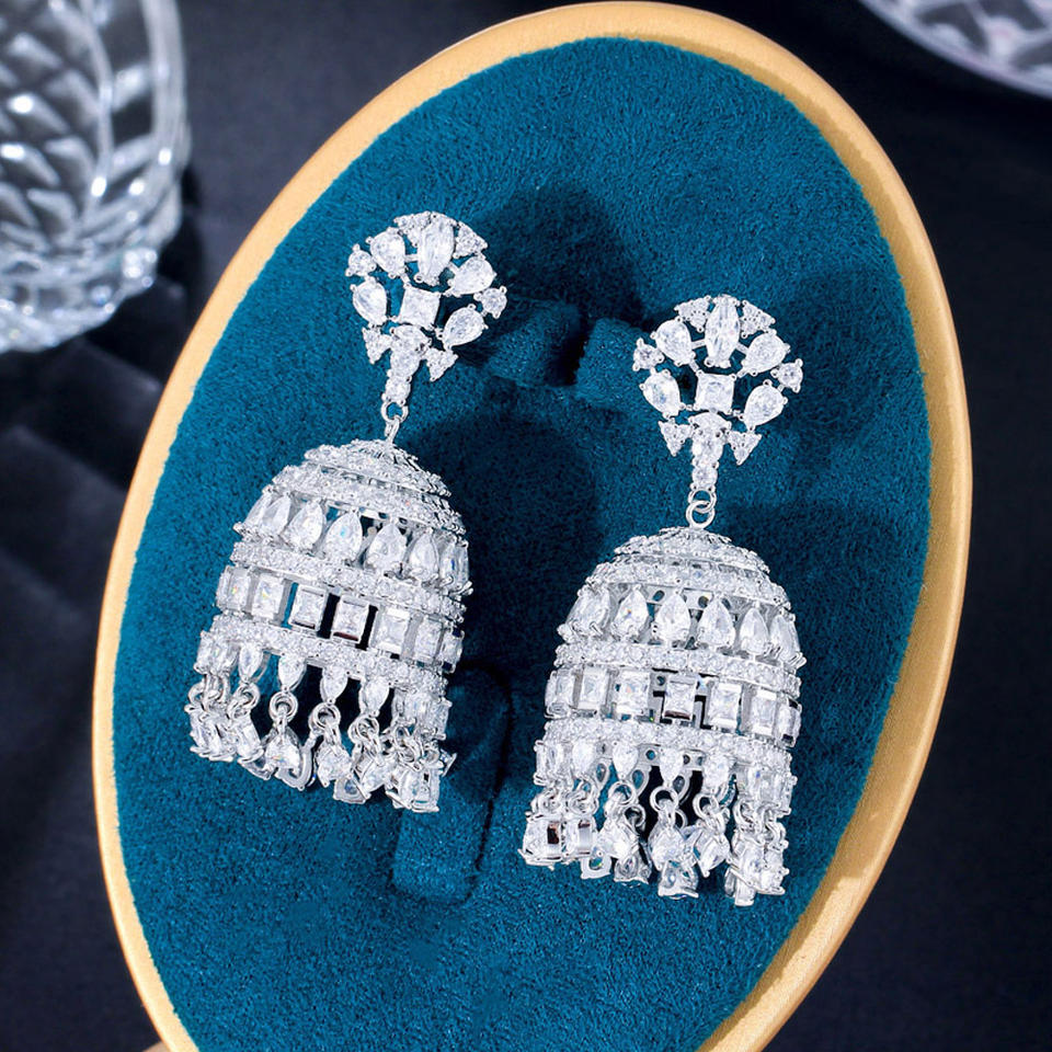 Chunky Cubic Zirconia Chandelier Earrings