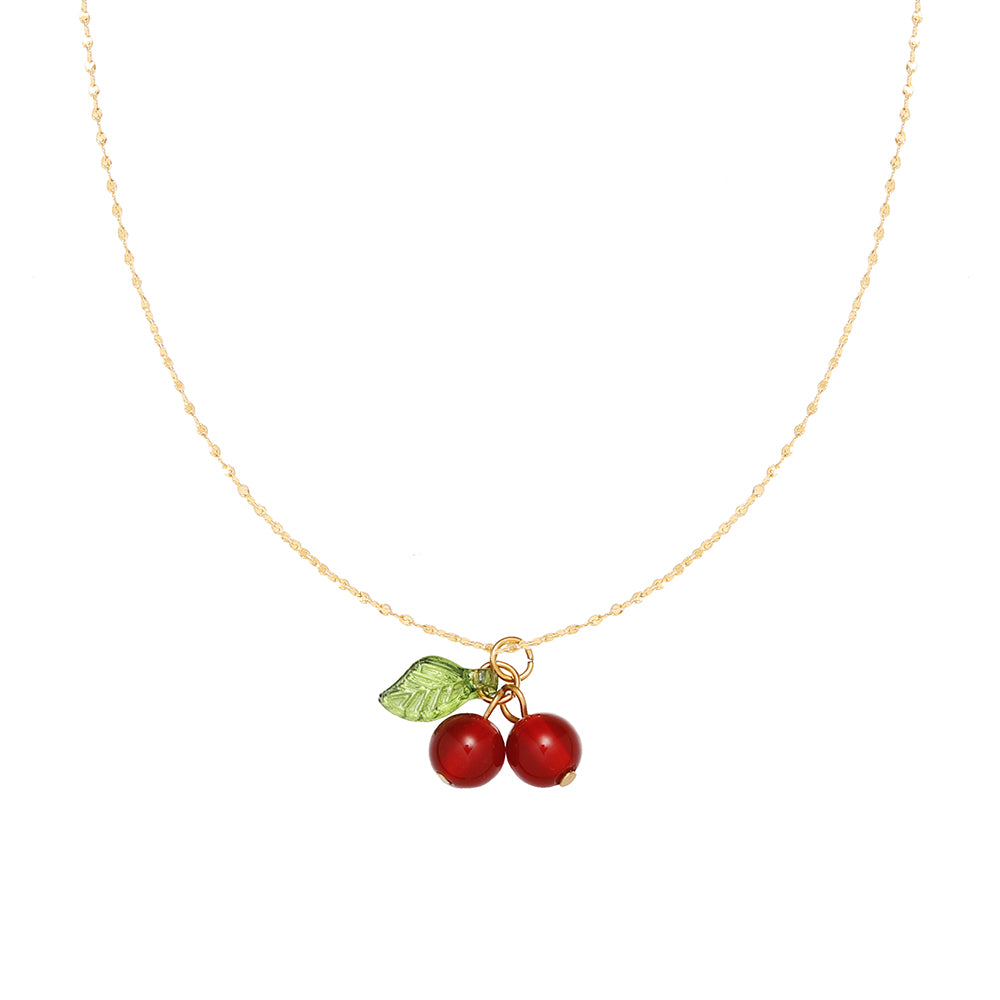 Red Cherry Necklace | 18K Gold Plated