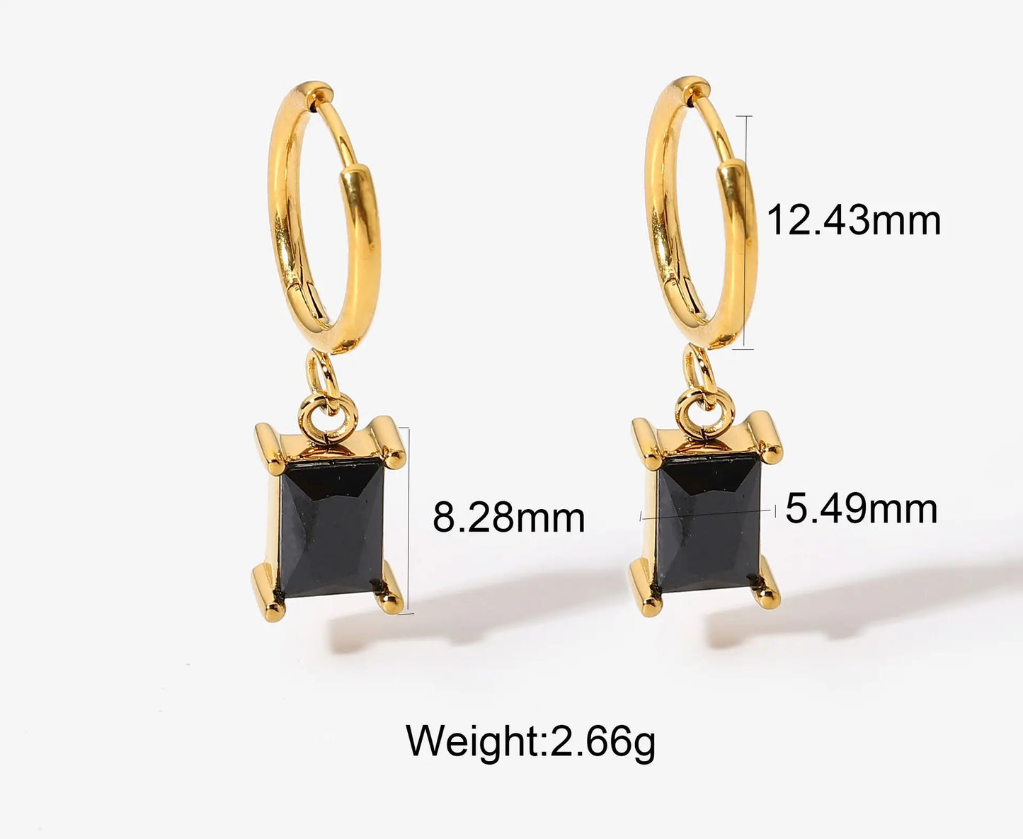 Mini Rectangle 18K Gold Plated Hoop Earrings