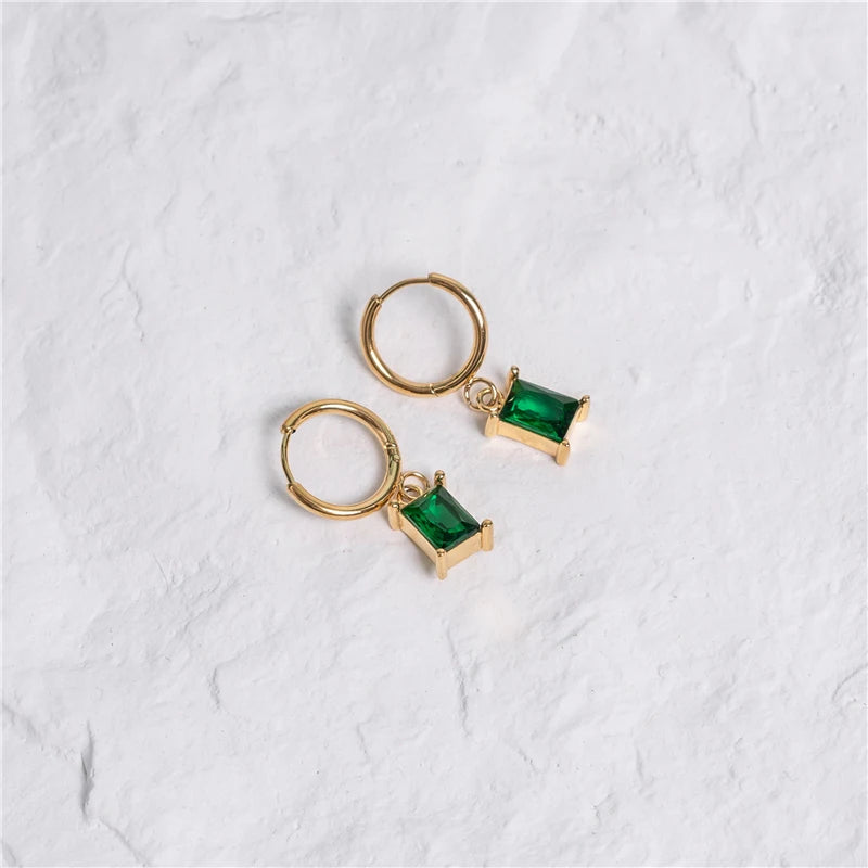 Mini Rectangle 18K Gold Plated Hoop Earrings