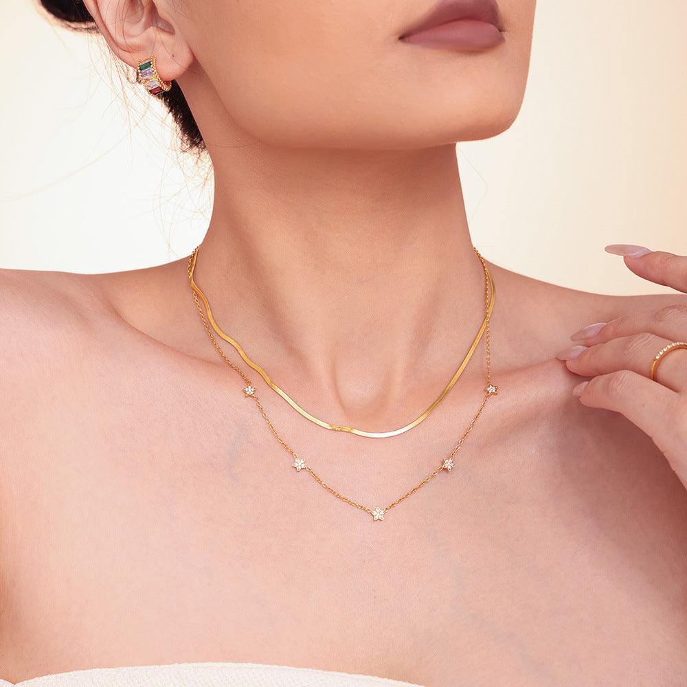 Pentastar CZ Dainty Necklace | 18K Gold Plated