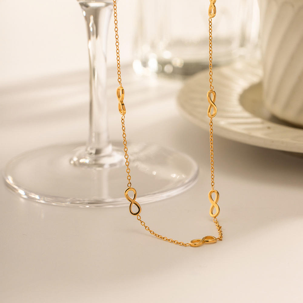 Infinity Sign Necklace and Bracelet | 18K Gold Plated