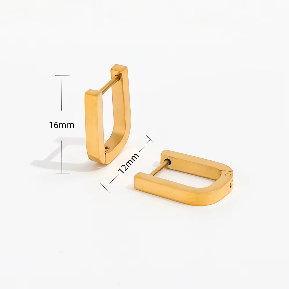 Rectangle Hoop Earrings | 18K Gold Plated
