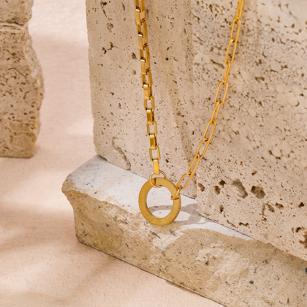 Circle Pendant Necklace | 18K Gold Plated