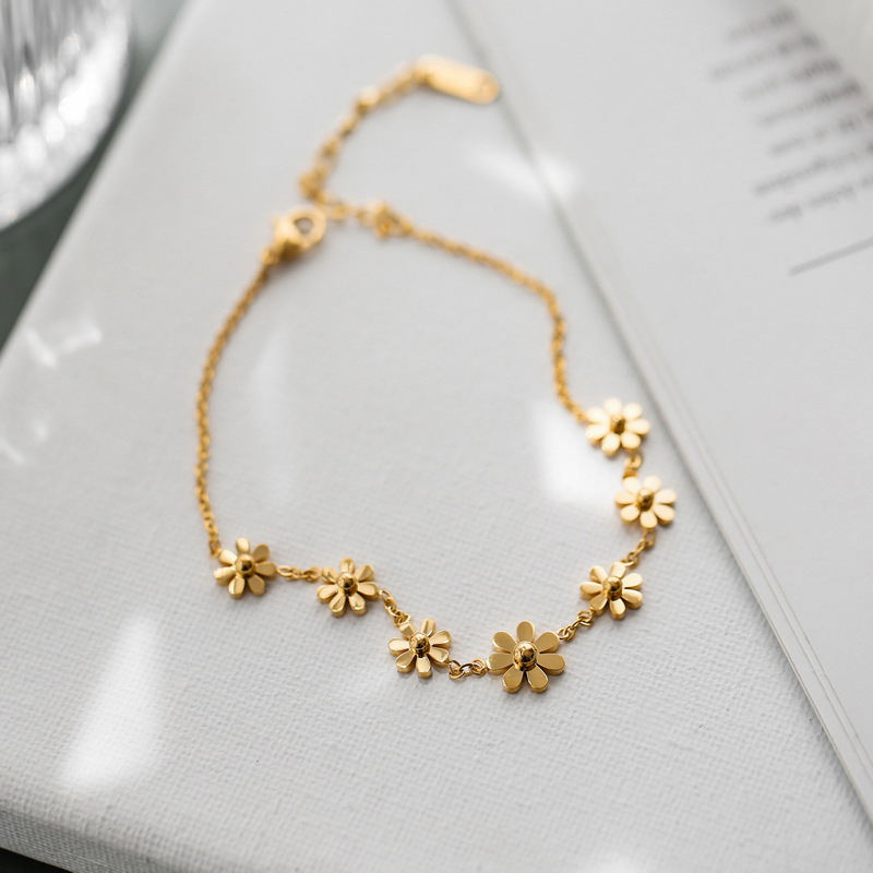 Sunflower Daisy 18K Gold Plated Anklet