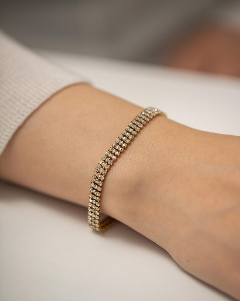 Three Lines Cubic Zirconia Tennis Necklace & Bracelet